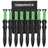 THROWFUN 4/8 Pack 9Cr17 stainless steel- 7.99''(length) 0.12''(thick) , throwing knives set  Full-Tang Throwing Set, with Nylon Sheath for Competition and Recreation Green Darts-FB-YF011